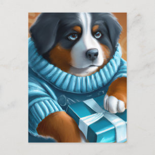 Blaue Augen Berner Hund mit Gegenwart Postkarte