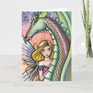 Blaue Augen Drachen Fee Fantasy Karte
