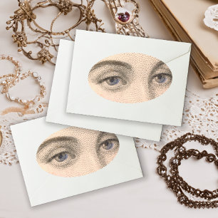 Blaue Augen einer schönen französischen Frau Vinta Ovaler Aufkleber