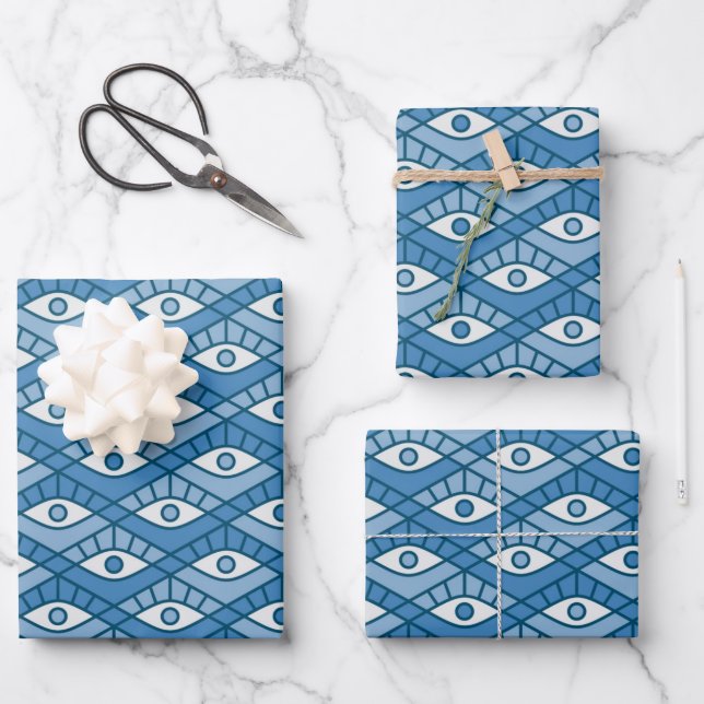 Blaue Augen Geschenkpapier Set (Vorderseite)