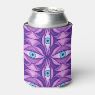 Blaue Augen in lila Laub Dunkle Botanische Kunst Dosenkühler