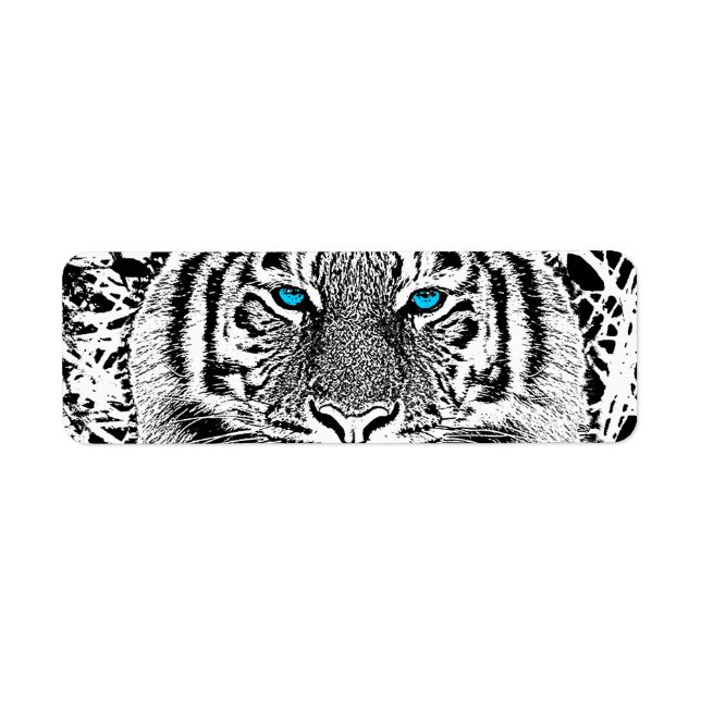 Blaue Augen-Tiger-Schwarzweiss-Grafik (Vorne)