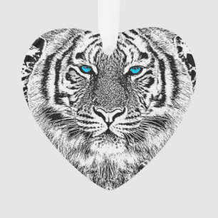 Blaue Augen-Tigerschwarzweiss-streifen Ornament