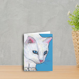 Blaue Augen-weiße Katzen-Anmerkungs-Karte Karte