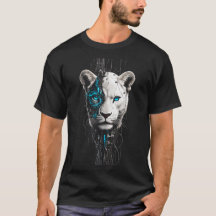 Blaue Augen Weiße Löwen T-Shirt | Mystischer Löwen