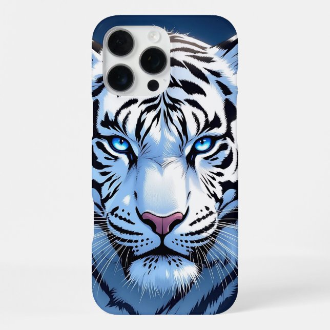 Blaue Augen Weiße Tiger Ai Kunst iPhone Hülle (Rückseite)