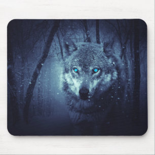 Blaue Augen-Wolf Mousepad