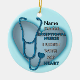 Blaue außergewöhnliche Krankenschwester Keramik Ornament