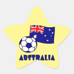 Blaue australische Fußballflagge mit gelbem Hinter Stern-Aufkleber