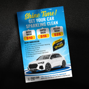 Blaue Autowaschanlage Auto-Detailing Auto-Reinigun Flyer