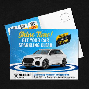 Blaue Autowaschanlage Auto-Detailing Auto-Reinigun Postkarte