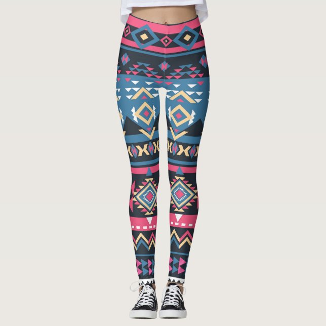 Blaue Azteken-Muster - Leggings (Vorderseite)