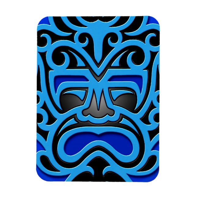 Blaue Aztekenmaske Magnet (Vertikal)