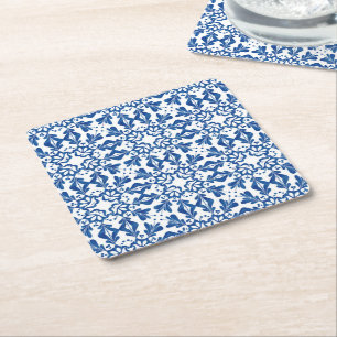 Blaue Azulejos im Vintage-Muster Portugiesisch  Rechteckiger Pappuntersetzer