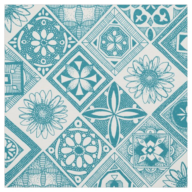 blaue Azulejos Stoff (Muster)