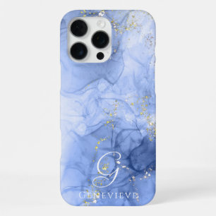 Blaue Azure-Wasserfarbe Alkohol-Tinte Anpassbar iPhone 16 Pro Max Hülle