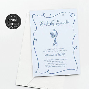 Blaue Baby-BBQ-BaByQ-Sprinkle-Einladung für Jungen Einladung