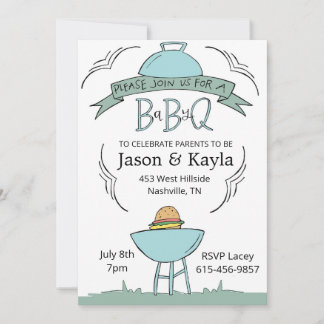 blaue Baby-BBQ-Einladung Einladung