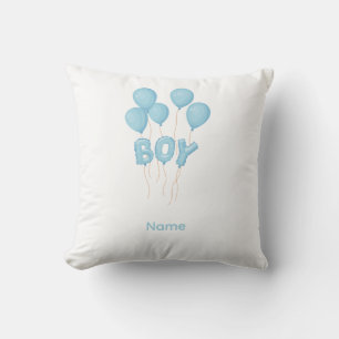 Blaue Baby Boy Luftballon-Feier  Kissen
