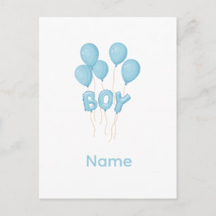 Blaue Baby Boy Luftballon-Feier  Postkarte