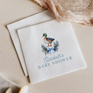 Blaue Baby Boy Mallard Ente Baby Shower Serviette