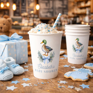 Blaue Baby Boy Mallard Enten Babyparty Pappbecher