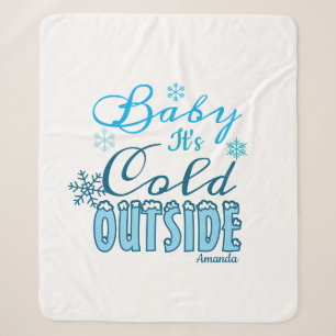 Blaue Baby, es ist kalt draußen Winter Schneeflock Sherpadecke