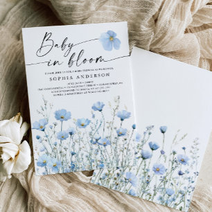 Blaue Baby In Bloom Baby Shower Einladungskarte Einladung