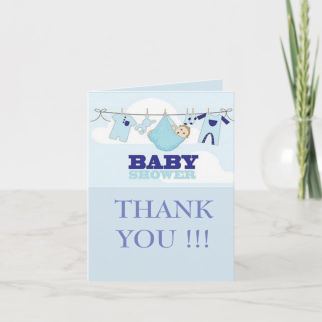 BLAUE BABY SHOWER DANKEN DANKESKARTE (Vorderseite)