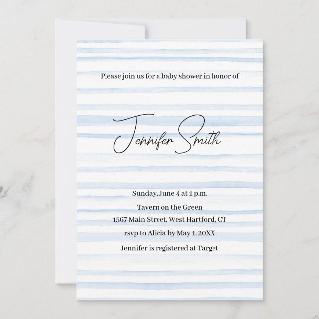 BLAUE BABY SHOWER-EINLADUNGS-Postkarte Feiertagskarte (Vorderseite)