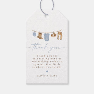 Blaue Baby-Wäscheleine Kleiner Cowboy-Baby-Party Geschenkanhänger