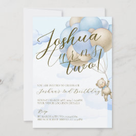 Blaue Babyballons Teddybär Kindergeburtstag Party Einladung