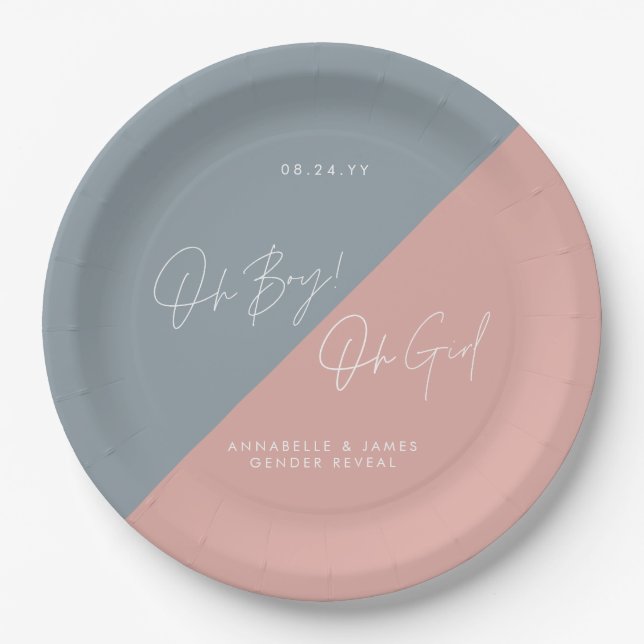 Blaue Babydusche Pappteller (Vorderseite)