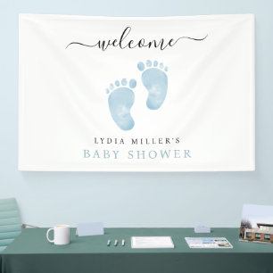 Blaue Babyfüße Baby Shower Willkommensschild Baby  Banner