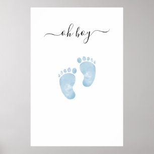 Blaue Babyfüße Baby Shower Willkommensschild Baby  Poster