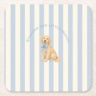 Blaue Babyparty für Golden Retriever Rechteckiger Pappuntersetzer