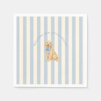 Blaue Babyparty für Golden Retriever Serviette