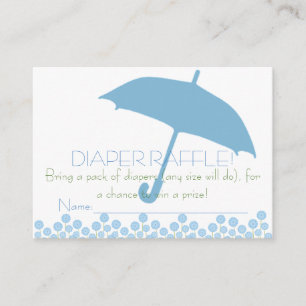 Blaue Babyparty-Regenschirm-Windelraffle-Karten Begleitkarte