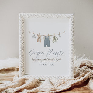Blaue Babysachen Baby Shower Windel-Raffle-Schild Poster