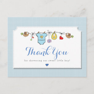 Blaue Babysachenleine   Danke schön Postkarte