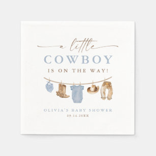 Blaue Babysachenleine Kleiner Cowboy-Baby-Party Serviette