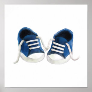 Blaue Babyschuhe Malerei Kunstprint Poster