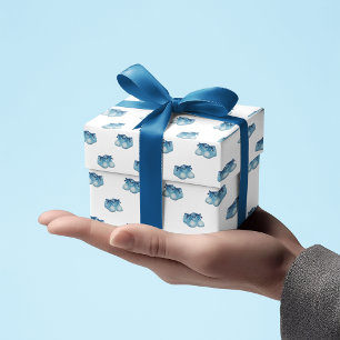 Blaue Babyschuhmuster für Jungen Geschenkpapier