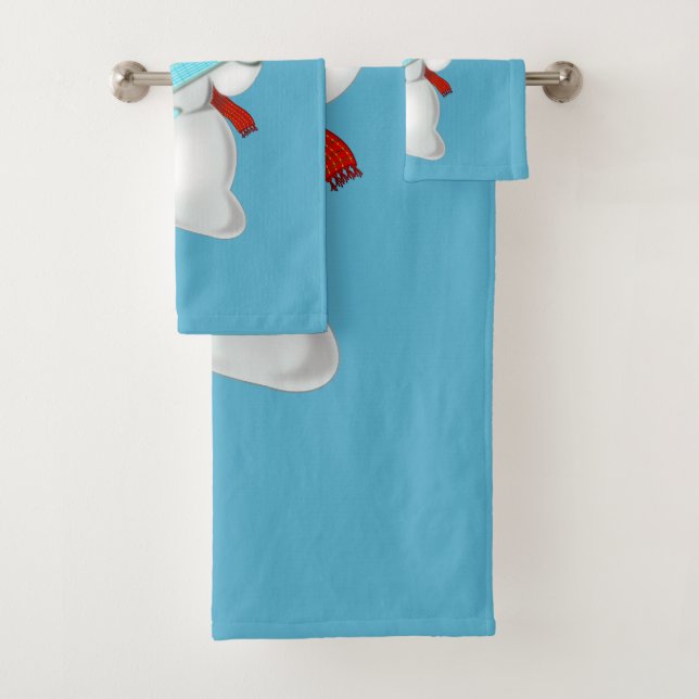 Blaue Badehandtücher mit Funny Snowman Gitarrist Badhandtuch Set (Insitu)