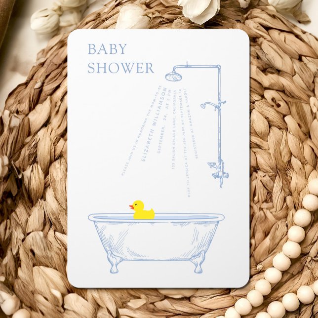 Blaue Badewanne mit gelbem Gummi Duck Babydusche Einladung (Von Creator hochgeladen)