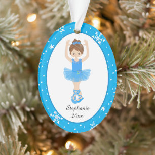 Blaue Ballerina-Schneeflocken Personalisiertes Wei Ornament