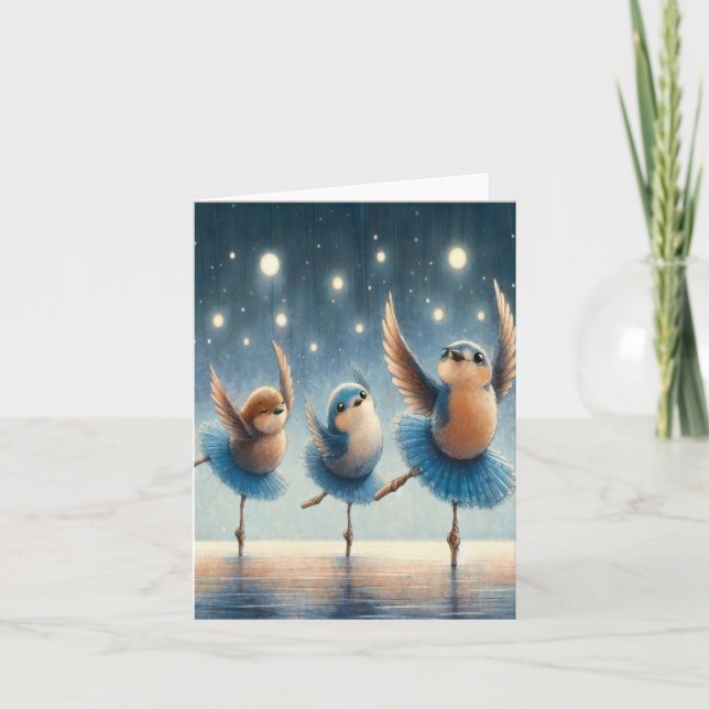 Blaue Ballettvögel Karte (Vorderseite)