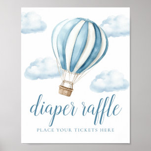 Blaue Ballon-Baby-Party-Windel-Raffle-Schild Poster