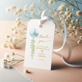 Blaue Ballon-Eukalyptus-Grün Thank You Geschenkanhänger
