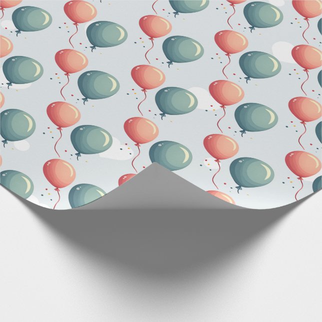 Blaue Ballon-Igel-Feier Geschenkpapier (Ecke)